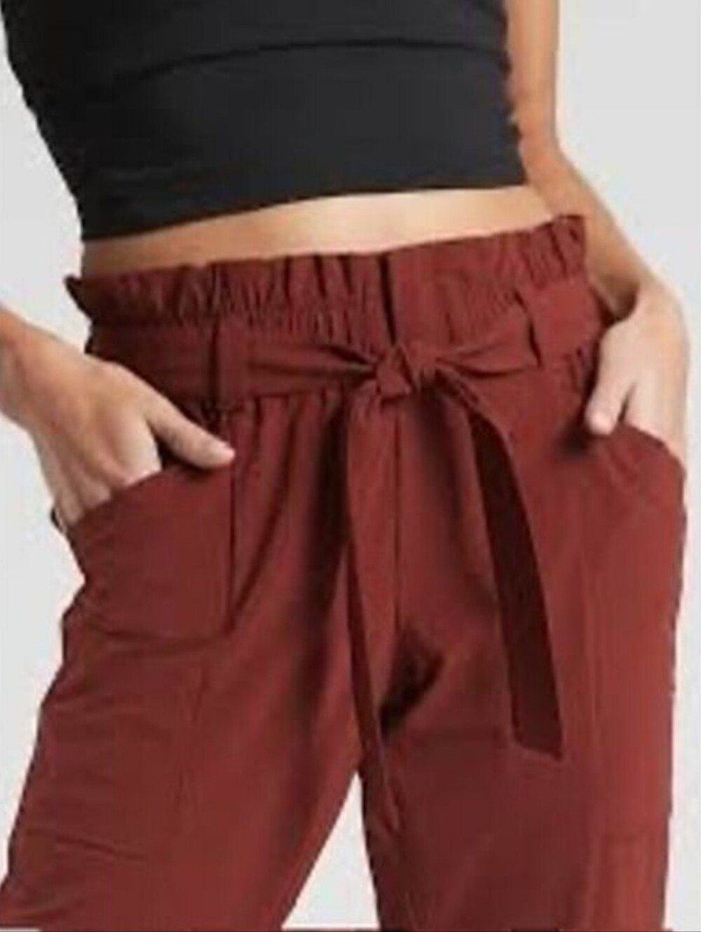 Athleta Skyline Pant II Burnt Rust Paperbag Waist Tapered Ankle Pants Size 4 T - Picture 9 of 12